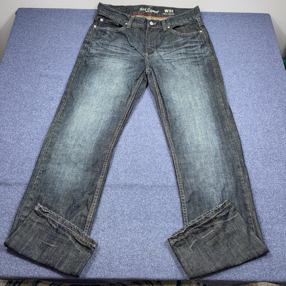 Red Camel Jeans Mens 32x32 Y2K Dark Wash Grunge Skater Loose Straight Boot Cut